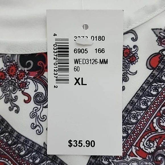 Ricki's Size XL White Shirt Resplendent with Red and Black Design  Size XL - Picture 5 of 11